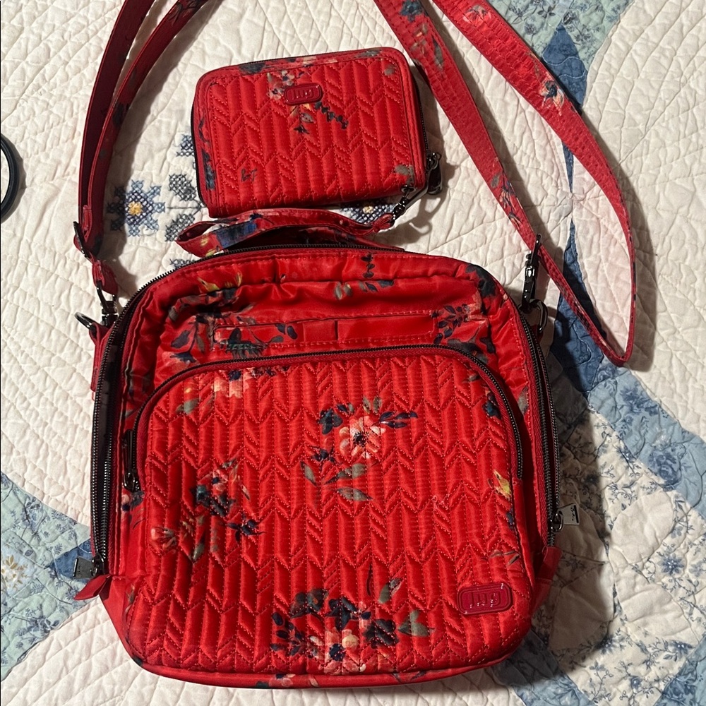 Lug Red Floral Crossbody and Wallet